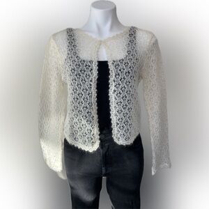 TAHARI CROCHET KNIT SWEATER